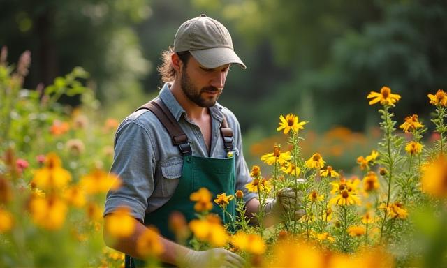 Team member preparing native plants for a New York city garden