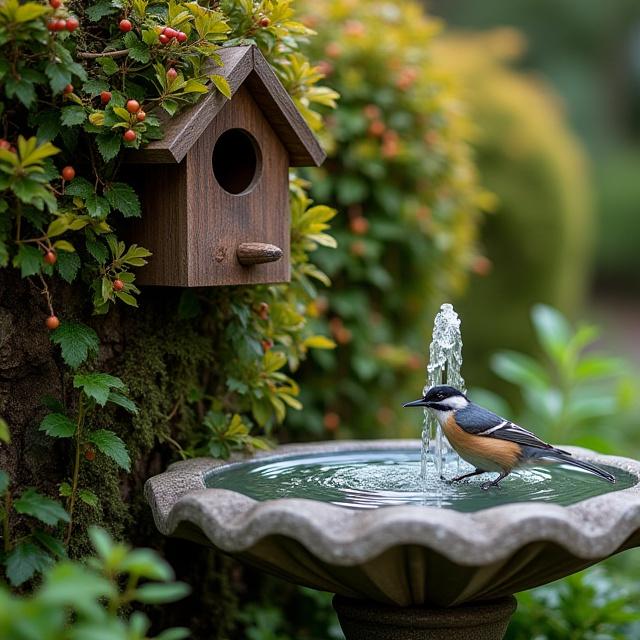 A cross-section illustration of a wildlife-friendly garden layer